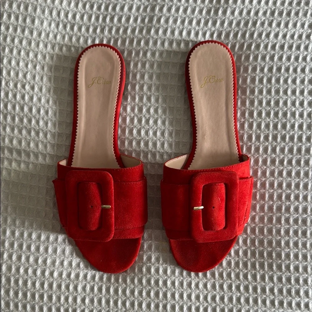 J. Crew Women's Red Suede Slide Sandals - Picture 1 of 1